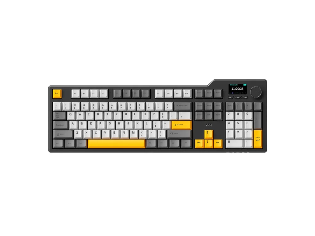 AJAZZ AK35I V3 MAX Mechanical Keyboard Gray Yellow Tri-Mode with TFT Screen