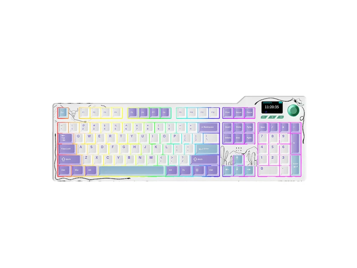 AJAZZ AK35I V4 Tri-Mode RGB Keyboard Purple White Blue