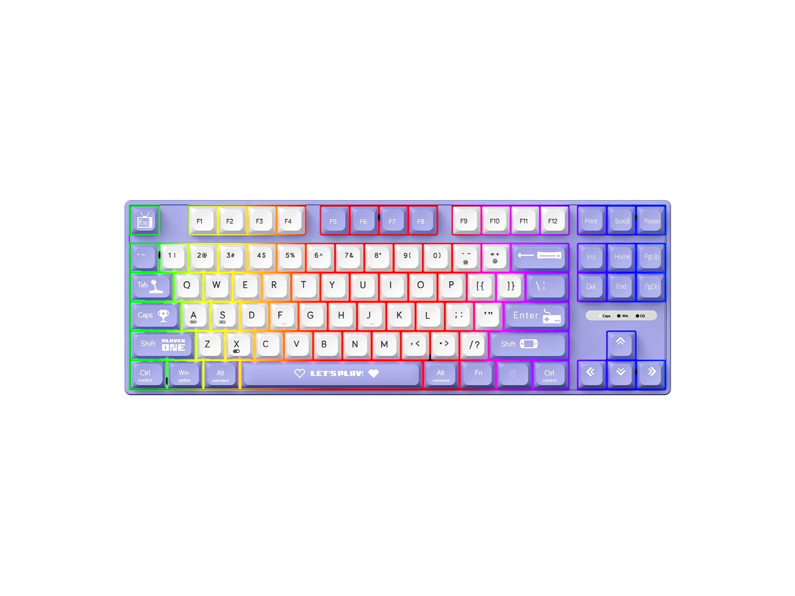 AJAZZ AK870 MC Hot-swap Mechanical Keyboard Purple White AJAZZ AK870 MC Hot-swap Mechanical Keyboard Purple White