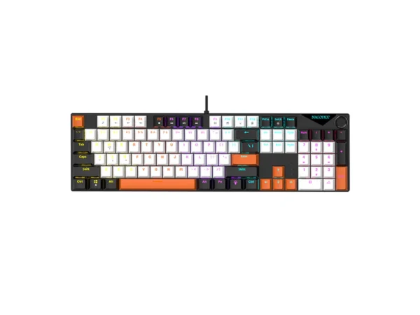 AJAZZ NK104 Wired Mechanical Keyboard Black White Orange AS Red Switch