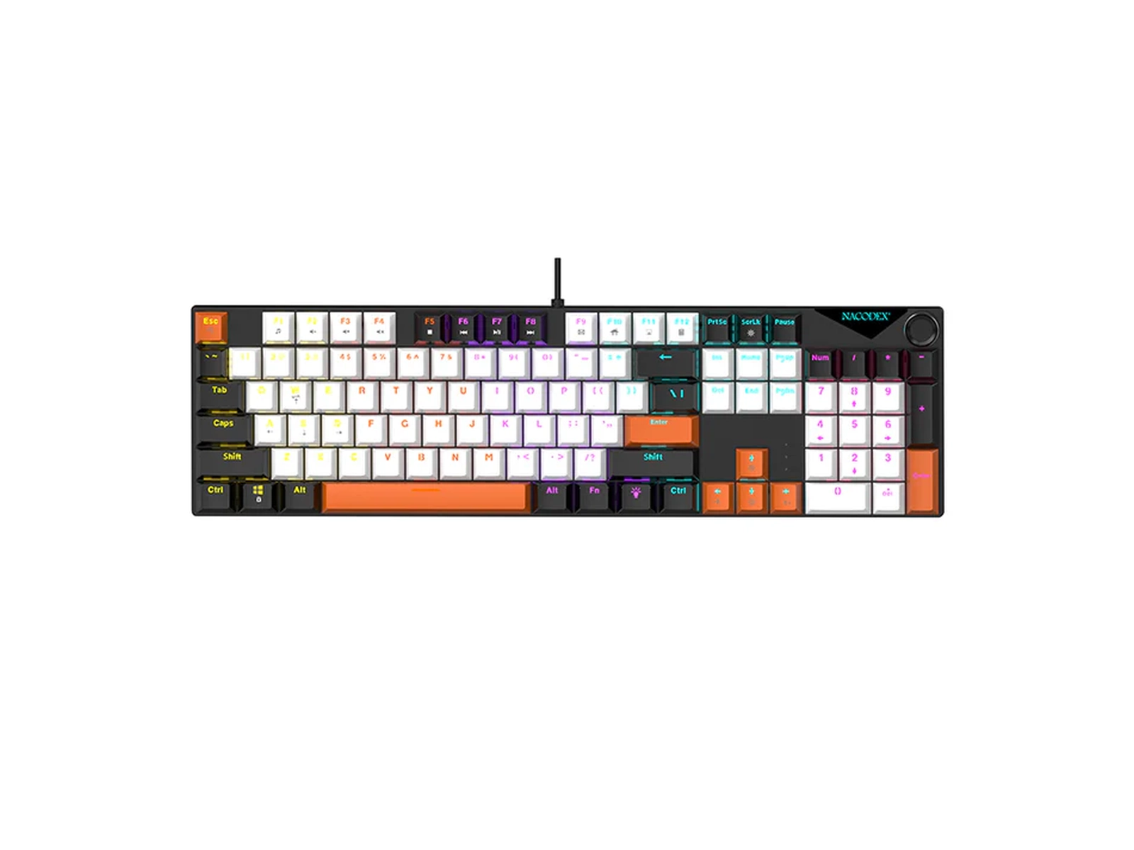 AJAZZ NK104 Wired Mechanical Keyboard Black White Orange AJAZZ NK104 Wired Mechanical Keyboard Black White Orange AS Red Switch