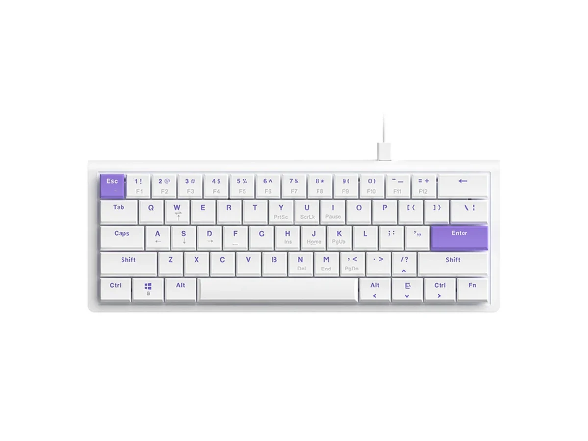 AJAZZ NKL61 Wired Mechanical Keyboard AJAZZ NKL61 Wired Mechanical Keyboard White Purple Red Switch