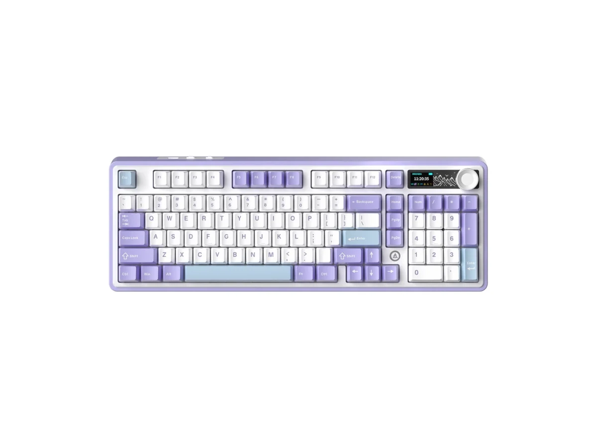 AJAZZ AK980 Tri-mode Mechanical Keyboard White Purple TFT